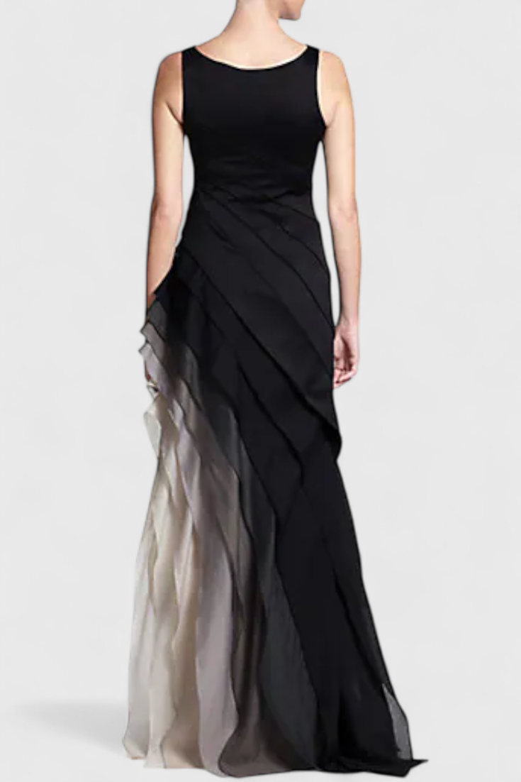 Ombre Layered Dress | Gradient Black to Ivory, Sleeveless