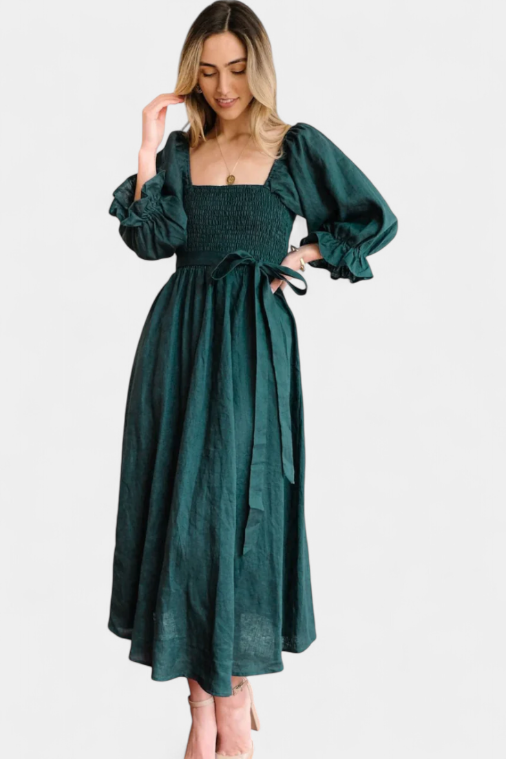 Petra Two-Tier Dress | Puff Sleeves, Ruched Body, Romantic
