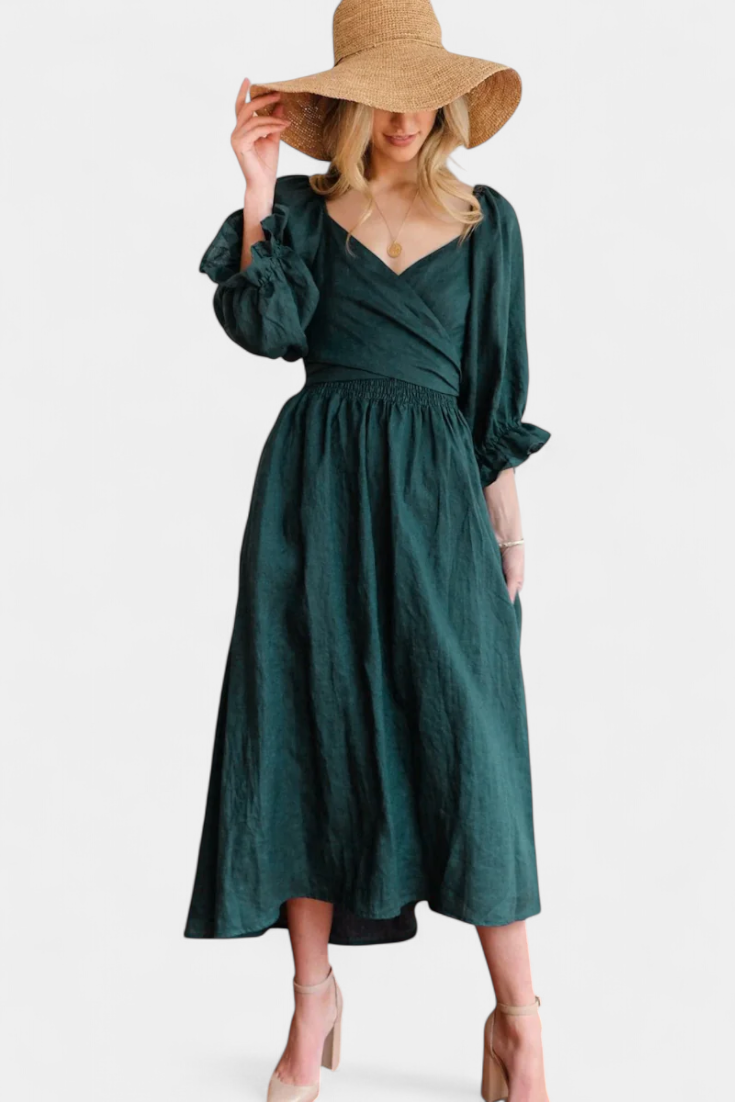 Petra Two-Tier Dress | Puff Sleeves, Ruched Body, Romantic