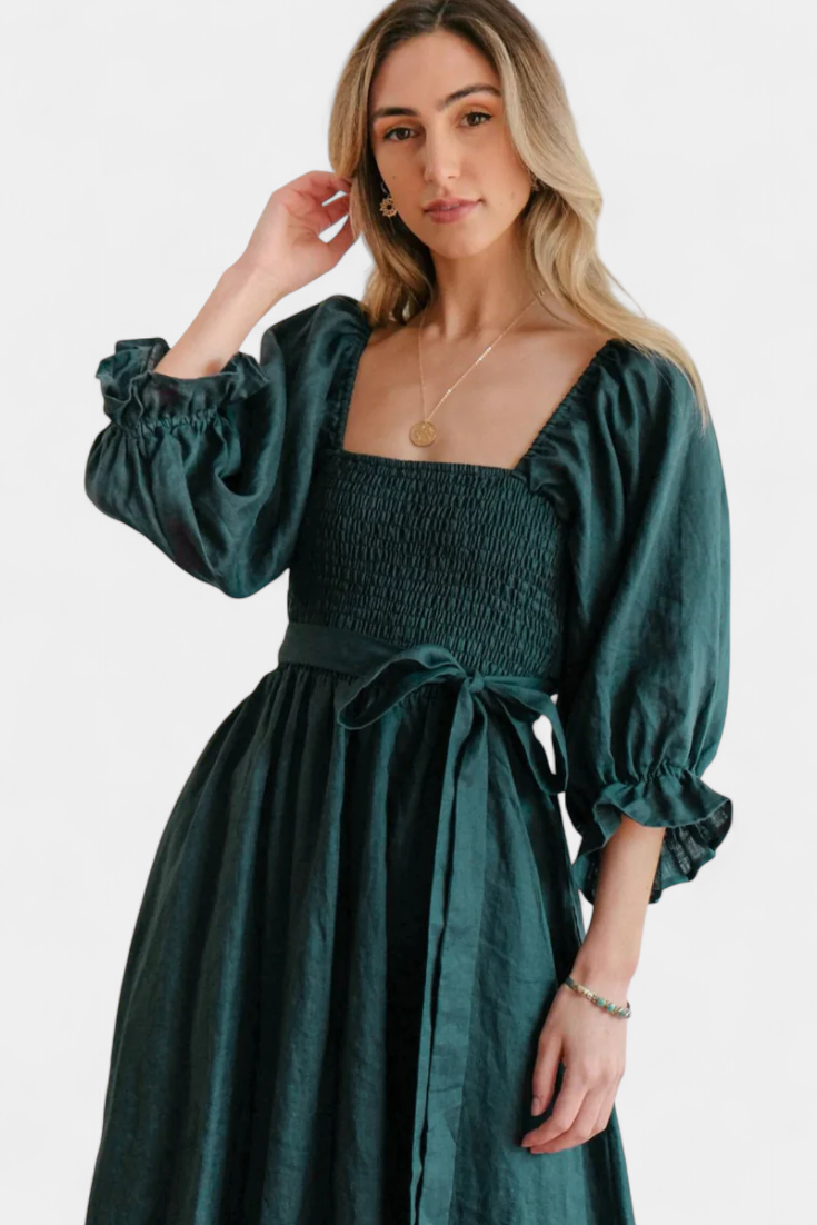 Petra Two-Tier Dress | Puff Sleeves, Ruched Body, Romantic