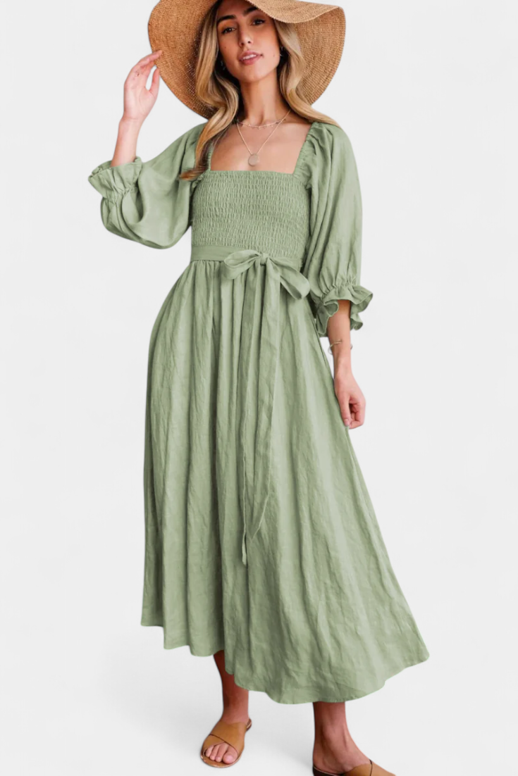 Petra Two-Tier Dress | Puff Sleeves, Ruched Body, Romantic