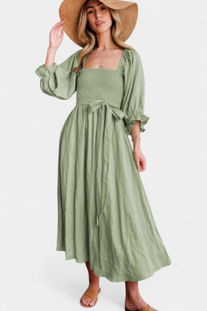 Petra Two-Tier Dress | Puff Sleeves, Ruched Body, Romantic