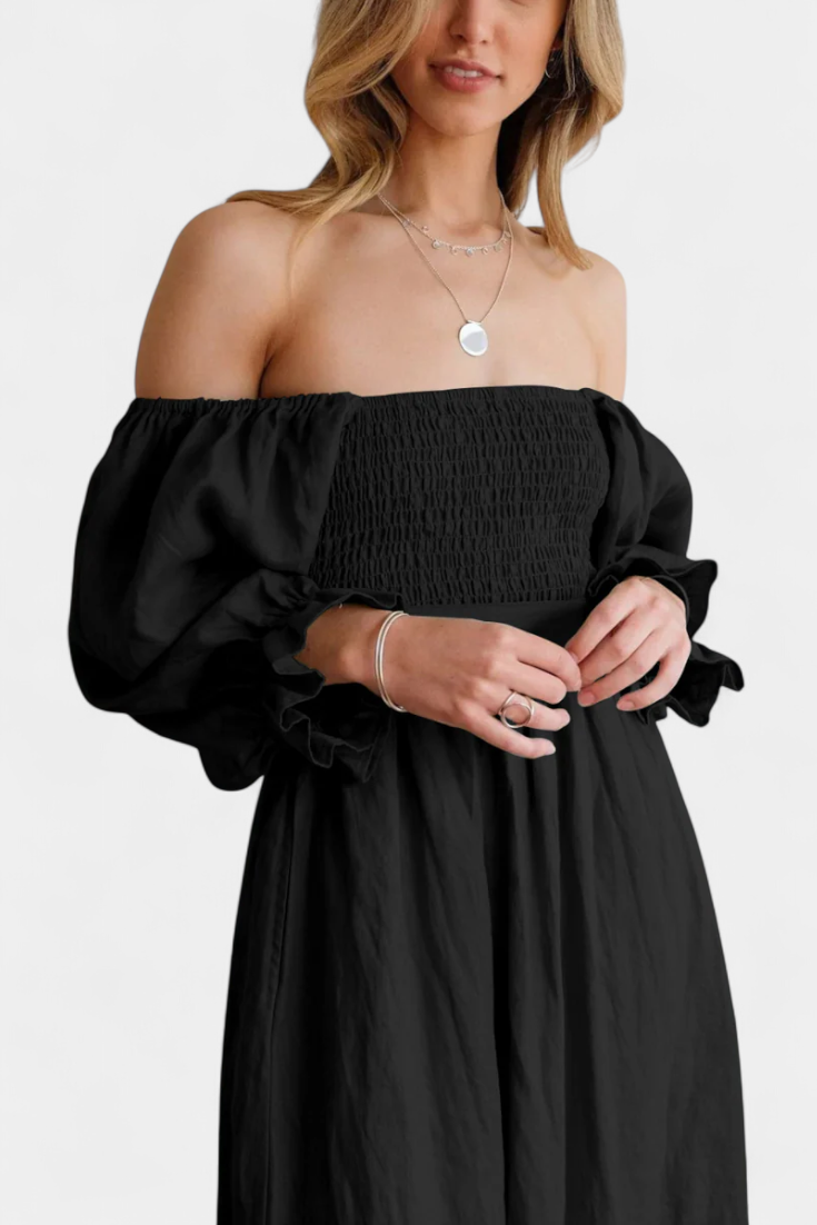 Petra Two-Tier Dress | Puff Sleeves, Ruched Body, Romantic