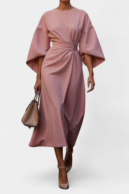 Micaela Lantern Sleeve Midi Dress | Cinched Waist, Refined