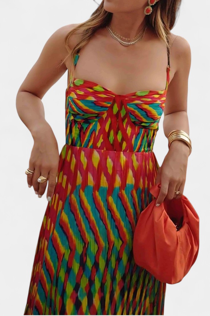 Oceana Abstract Halter Maxi Dress | Painterly Print, A-Line