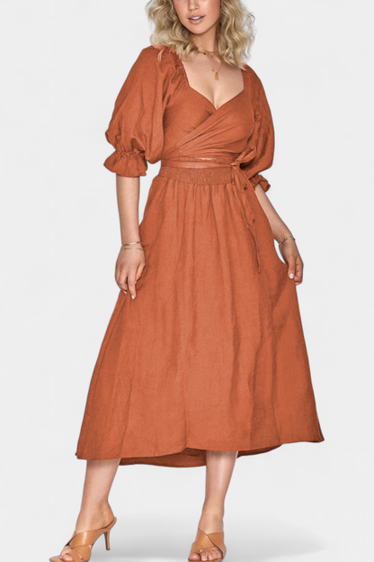 Petra Two-Tier Dress | Puff Sleeves, Ruched Body, Romantic