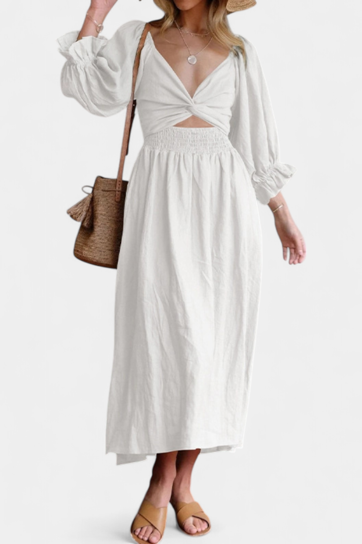 Petra Two-Tier Dress | Puff Sleeves, Ruched Body, Romantic