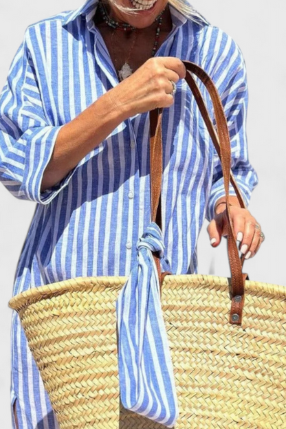 Harbor Stripe Shirt Dress | Button-Front, Coastal, Relaxed