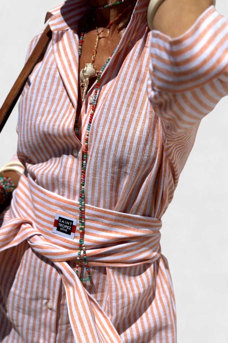 Harbor Stripe Shirt Dress | Button-Front, Coastal, Relaxed