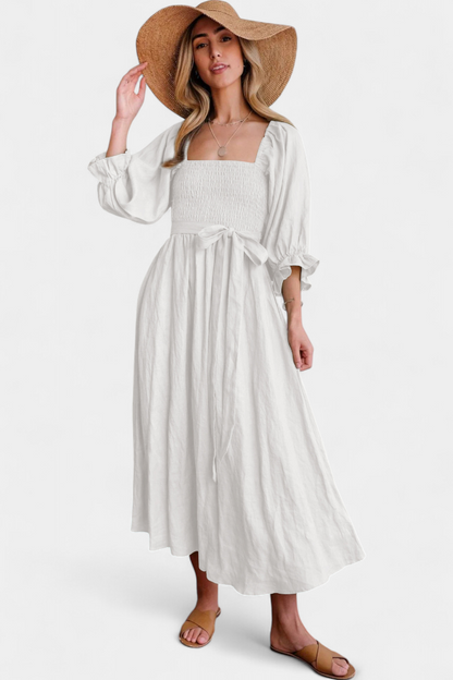 Petra Two-Tier Dress | Puff Sleeves, Ruched Body, Romantic