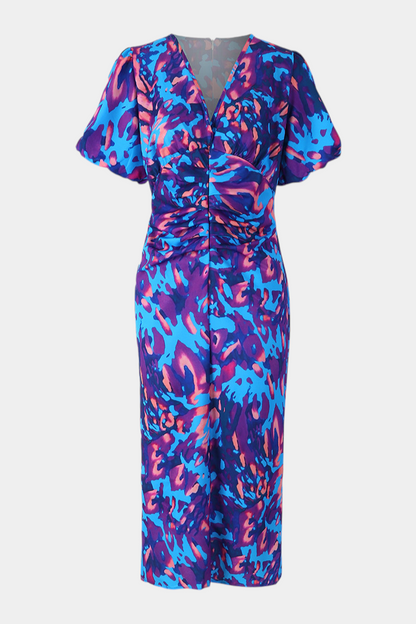 Mira Bold Print Dress | Puff Sleeves, Ruched Waist