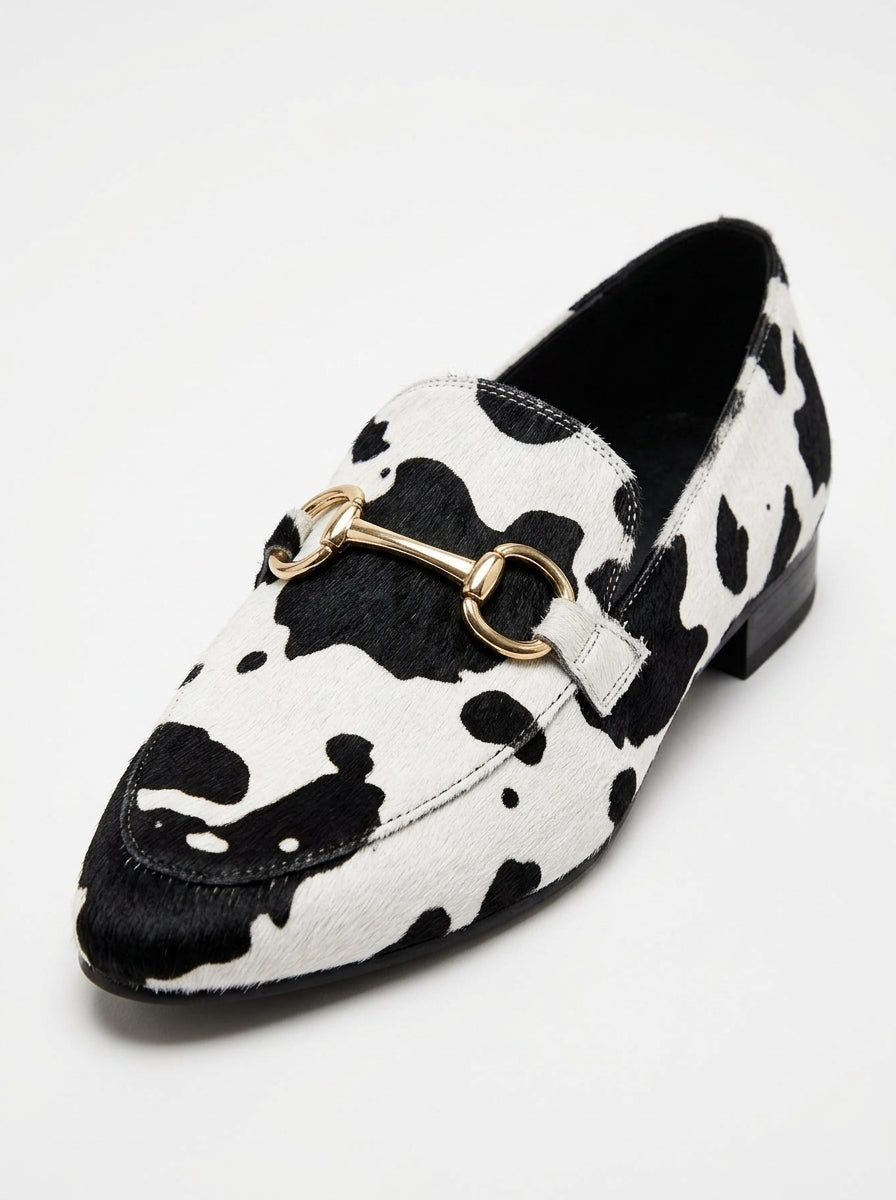 Women's Animal Print Loafers - buckle detail