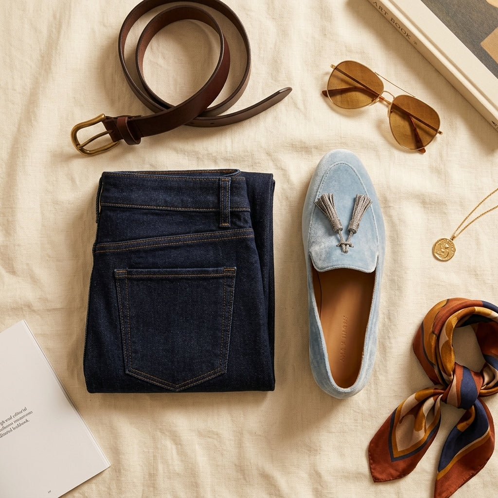 Women's Tassel Loafers - loafer flat lay outfit