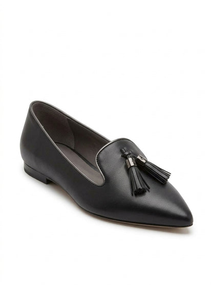 Women's Pointed Toe Tassel Loafers - Black front