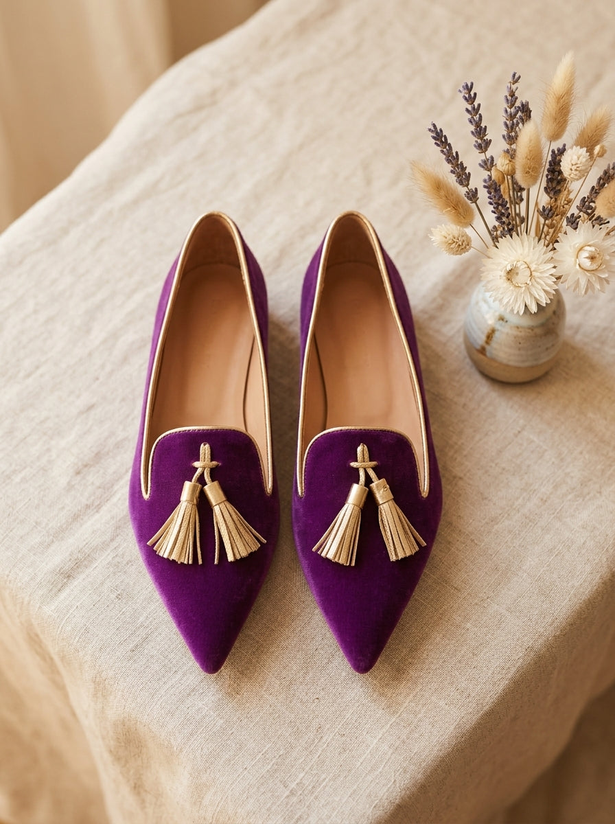 Women's Pointed Toe Tassel Loafers - lifestyle