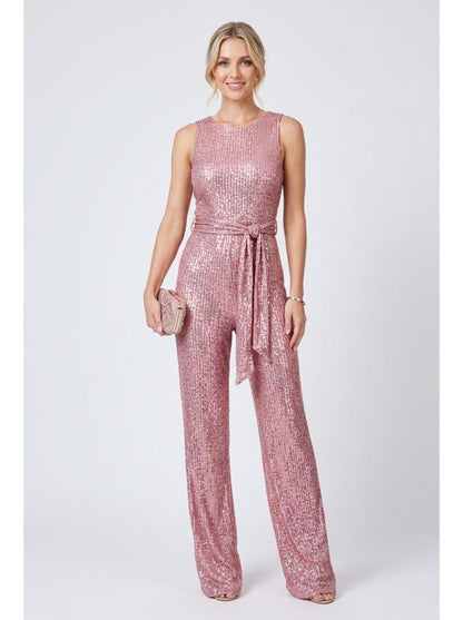 Elegant Pink Sequin Jumpsuit - Studio Clean